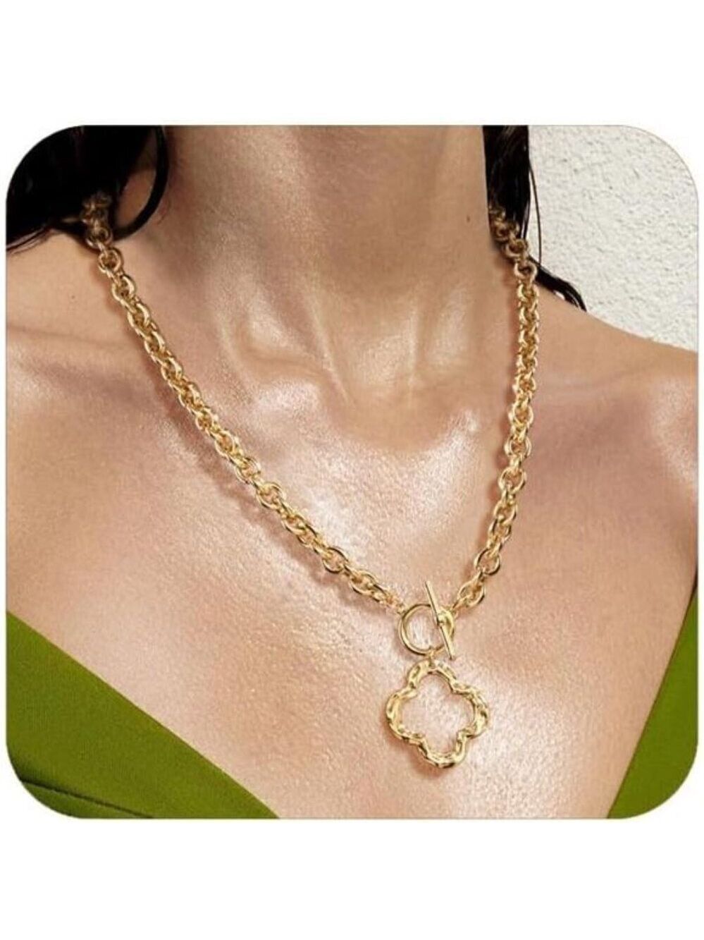 Chunky  Necklace 14K Gold/Silver Plated Trendy Dainty Charm Necklace